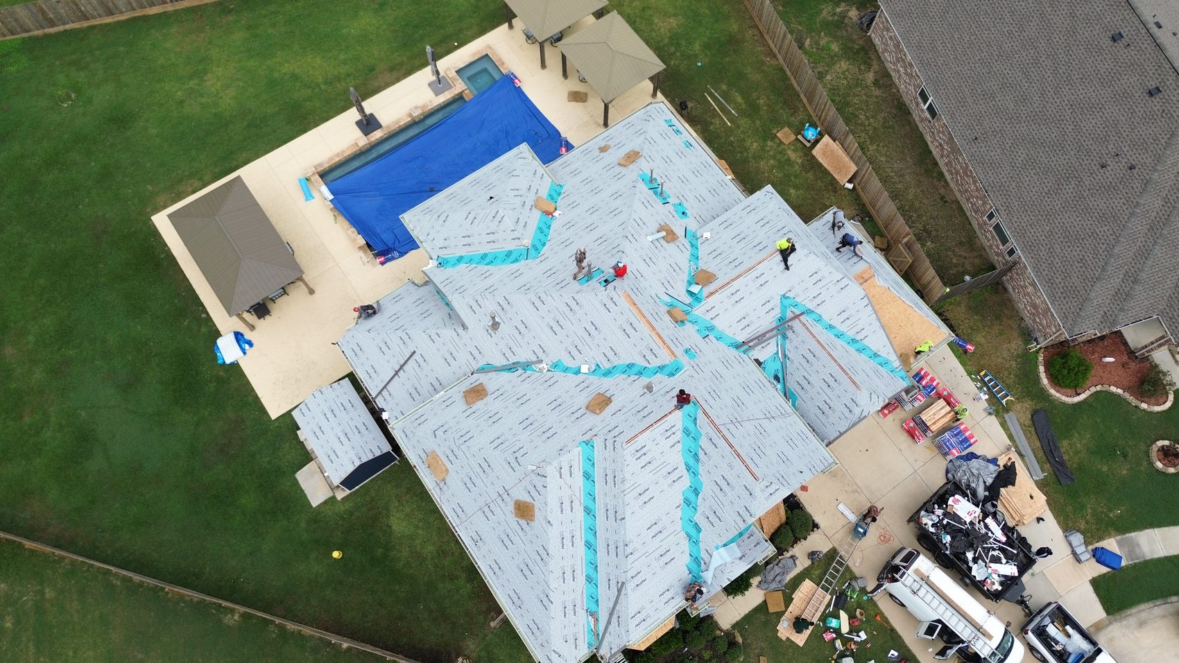 GAF ice and water shield with synthetic underlayment installed before new shingles
